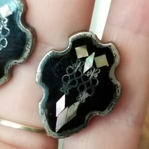 Relisted -Vintage Sterling Silver cuff links PGG black - Picture 9 of 17